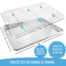 Load image into Gallery viewer, Aluminum Baking Sheet with Stainless Steel Cooling Rack Set with Exclusive Silicone Feet - KPKitchen