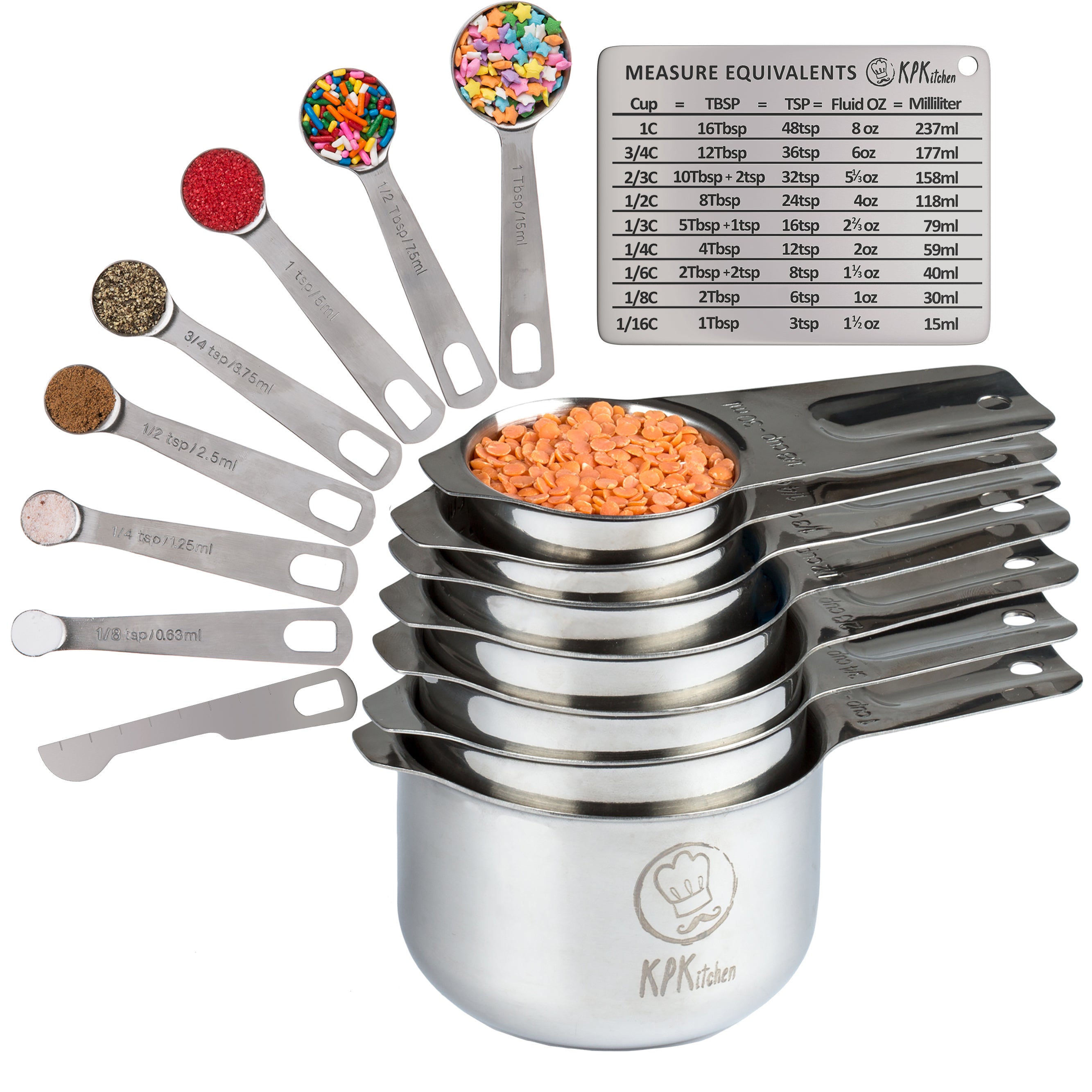 Stainless Steel Measuring Cups and Spoons Set 12 Piece Simply Gourmet