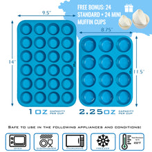 Load image into Gallery viewer, Silicone Muffin Pans Set - 12 Cup &amp; 24 Mini Cup Sizes - KPKitchen