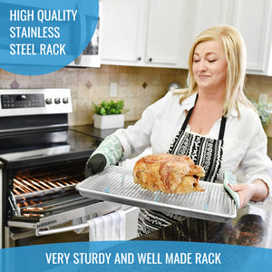 Aluminum Baking Sheet with Stainless Steel Cooling Rack Set with Exclusive Silicone Feet - KPKitchen